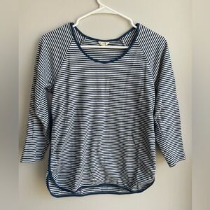 Lake Pajama Navy Blue and White Striped 3/4 Sleeve Pajama Top S